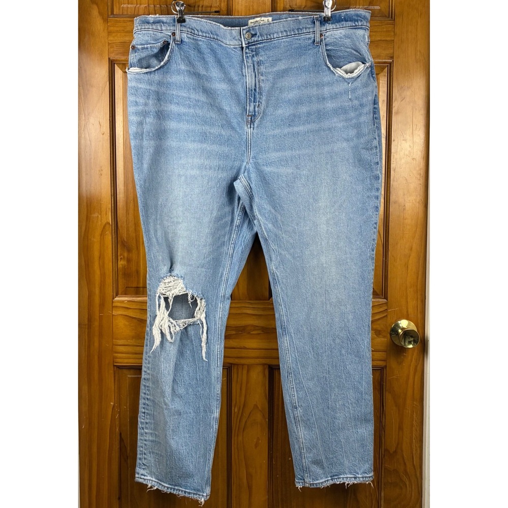 Abercrombie & Fitch Distressed High Rise Jeans Size 24L Long Light Wash Y2K 90s